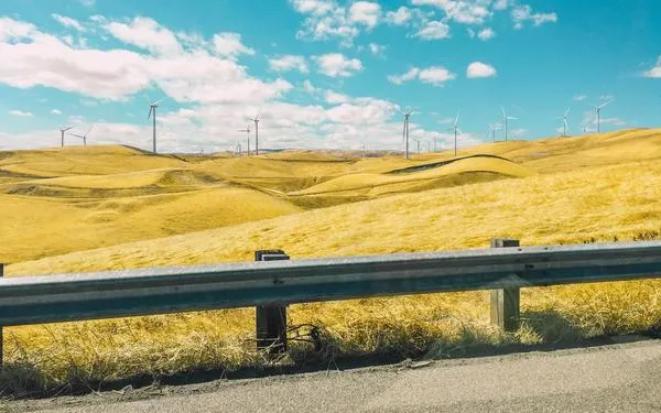 California roadside with wind generation